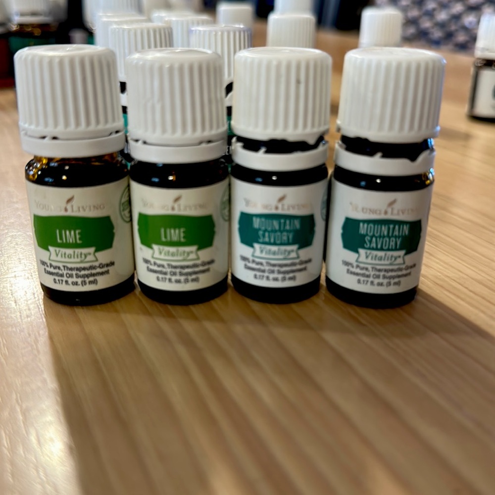Young Living Mountain Savory, Lime, Endoflex, eucalyptus radiata,  rosemary